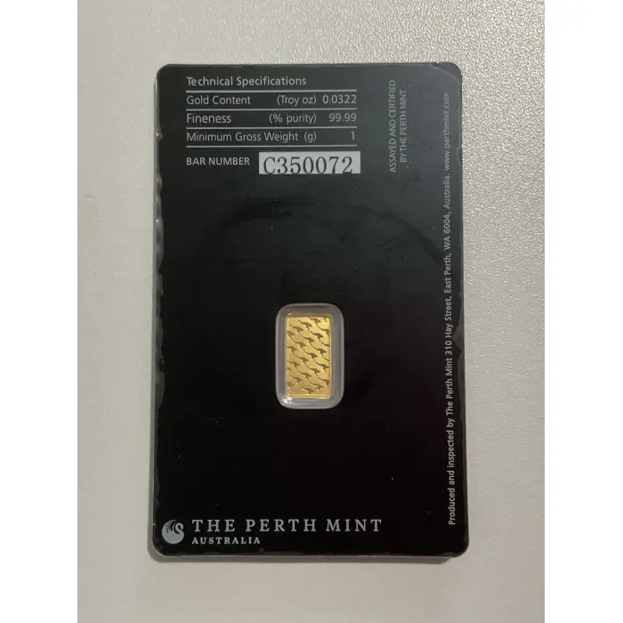 PERTH MINT 1 Gram 99.99% GOLD MINTED KANGAROO BAR