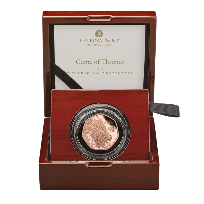 Game of Thrones (Fire) 2026 UK 50p Gold Proof Coin