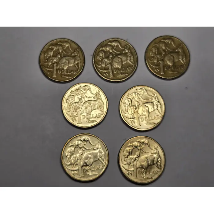 7 x Low Mintage Year $1 Mob Of Roos Coins - 2000/04/05/20/22/23/25