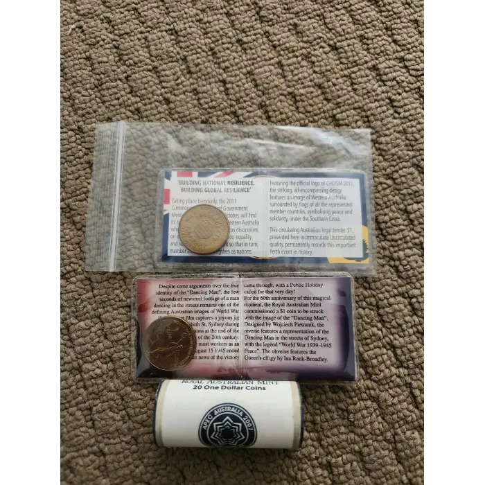 Royal Australian Mint Roll of 2007 APEC Australia $1 Coins + 2 Extra $1 Coins 