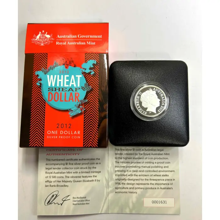 2012 Australian Wheat Sheaf $1 SILVER PROOF "C" Mintmark