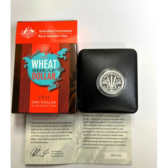 2012 Australian Wheat Sheaf $1 SILVER PROOF "C" Mintmark