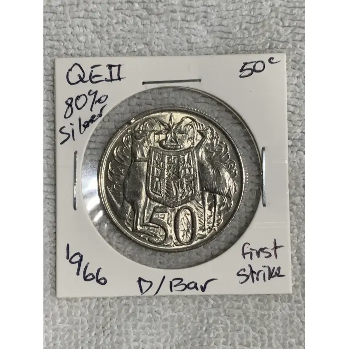 1966 Round 50c Coin with Double Bar