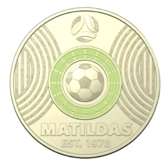 $2 2023 Matildas - Light Green 1978 Lightly Circulated Coloured AUS TWO DOLLAR C