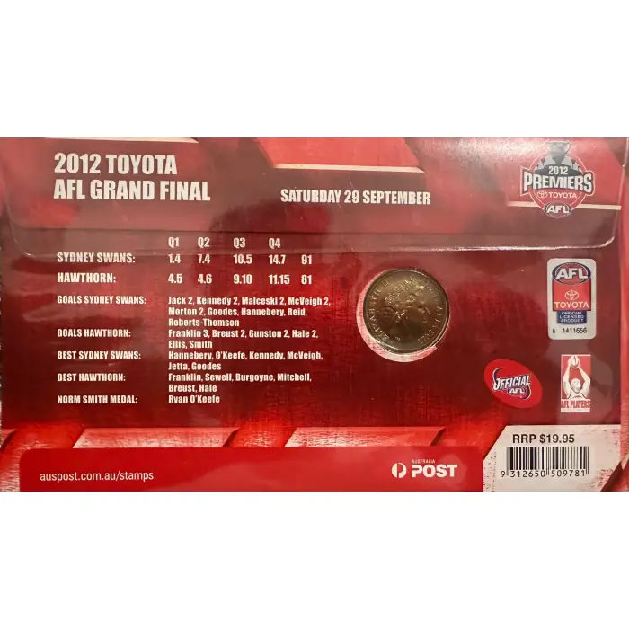 2012 $1 AFL Premiers - Sydney Swans PNC