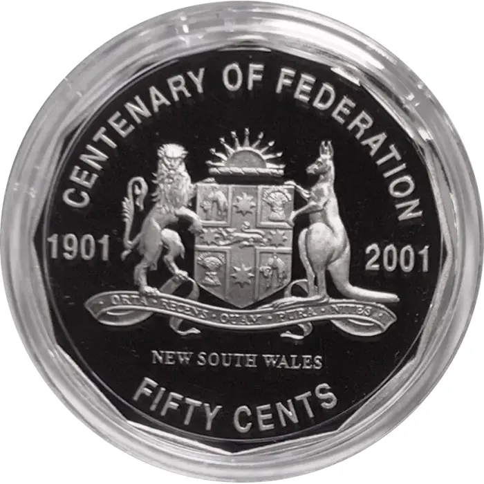 2001 Fifty Cent. Centenary of Federation "N.S.W." Proof Coin in Capsule only