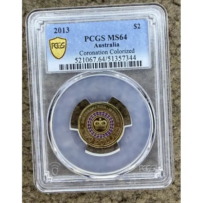2013 $2 Coronation Coloured Coin PCGS MS64