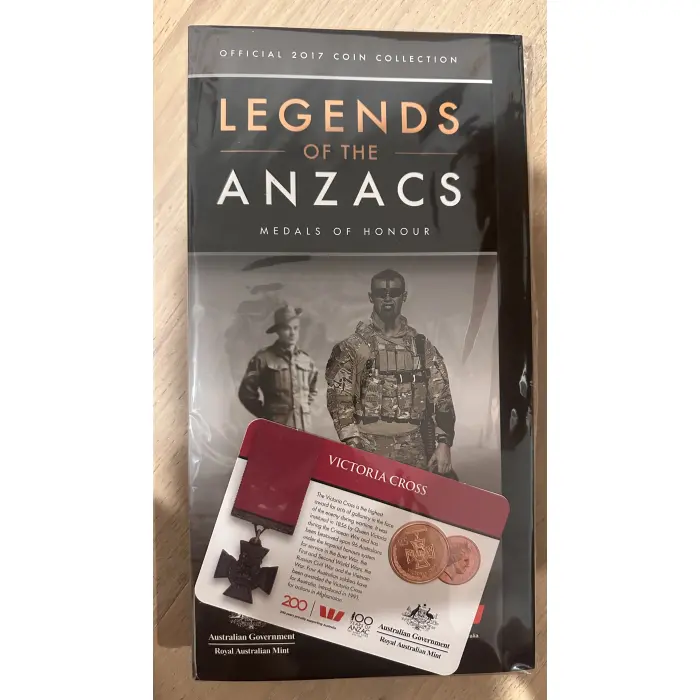 2017 LEGENDS OF THE ANZAC medals of honour - complete 14 coin set in folder RAM