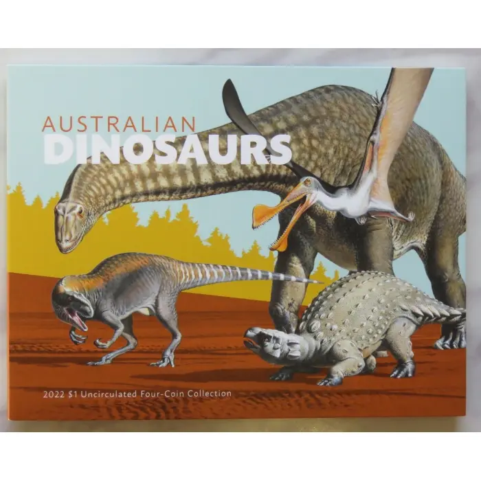 Australia 2022 Dinosaurs – SET OF 4 - $1 UNCIRCULATED Coin Collection in Folde