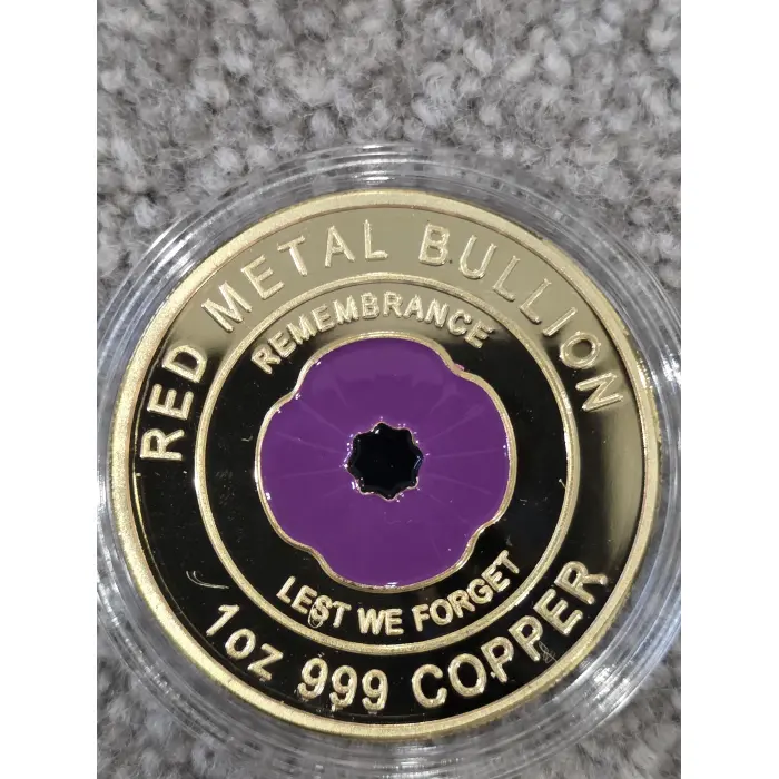 Trio of poppies 3 x 1oz gold plated copper red poppy purple poppy plain poppy