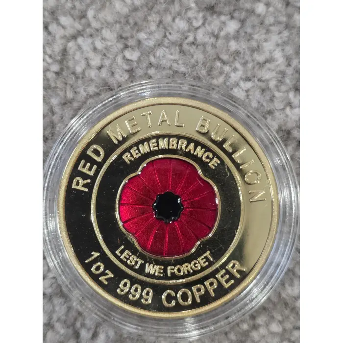 Trio of poppies 3 x 1oz gold plated copper red poppy purple poppy plain poppy