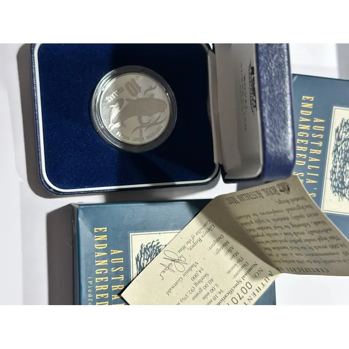 Australia 1997 Piedfort Whale $10 RAM Silver Proof .925 Sterling Silver 1.4oz