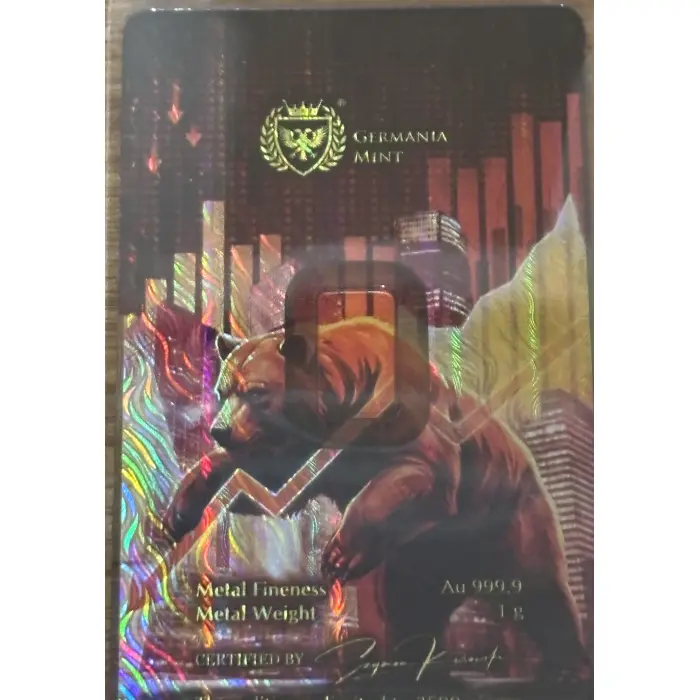 2026 Germania Mint 1 GRAM Gold Bull & Bear Limited Edition Minted Bar. 