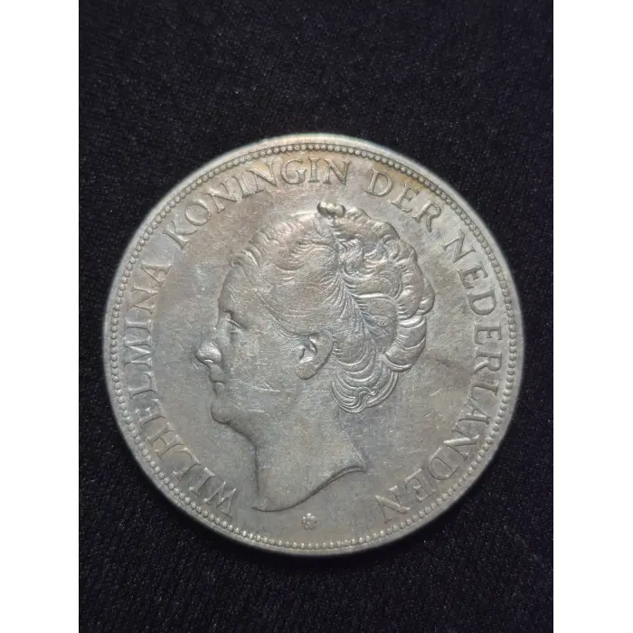 1930 Netherlands Silver 2 1/2 Gulden Coin - Queen Wilhelmina - Large 38mm