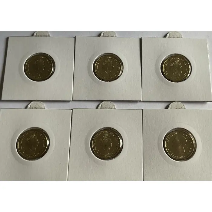 6 X $2 UNCIRCULATED COMMEMORATIVE COLOURED COINS 