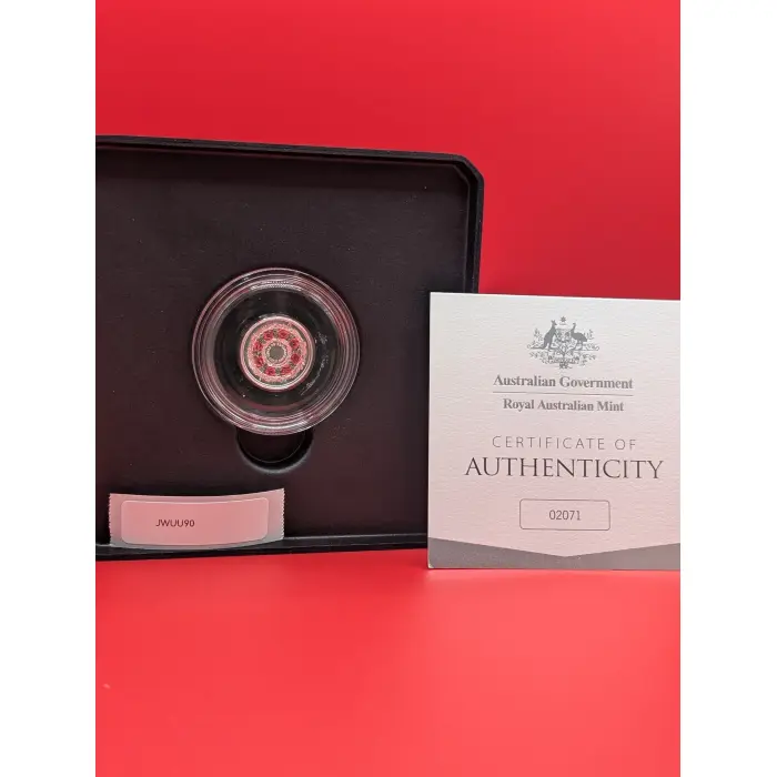 2025 $2 ‘C’ Fine Coloured Silver Proof Coin 80th Anni of WWII Poppy Wreath