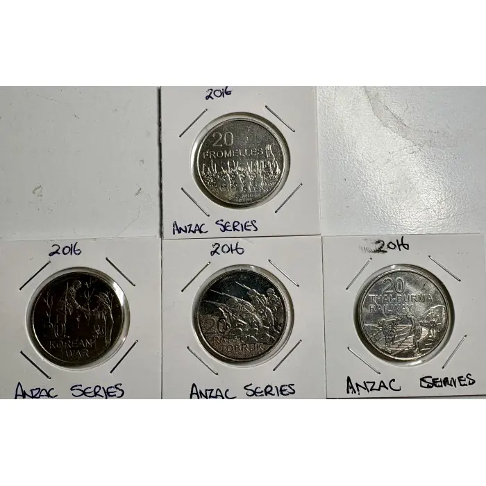 2016 Anzac to Afghanistan Series- Australia 20c X 4 Coins In Exc Light Circ Cond
