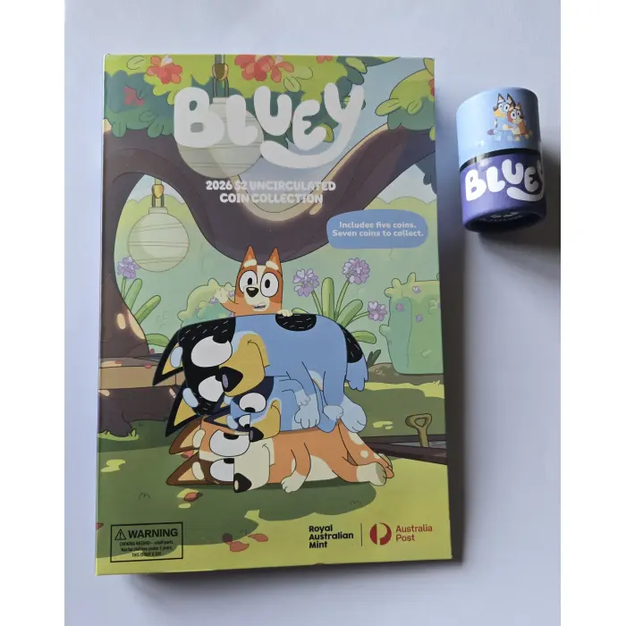 2026 Bluey $2 UNC Coin Collection Complete 7 Coins inc Sealed Tube