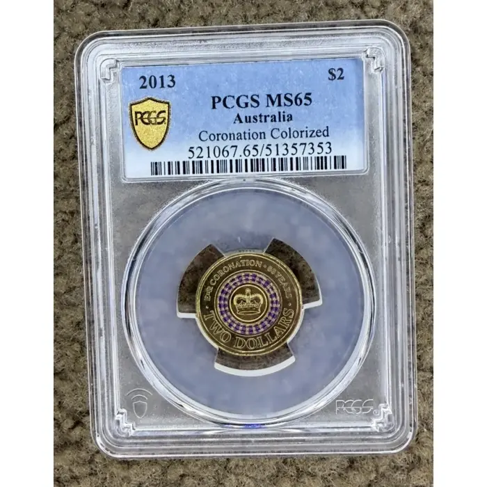 2013 $2 Coronation Coloured Coin PCGS MS65