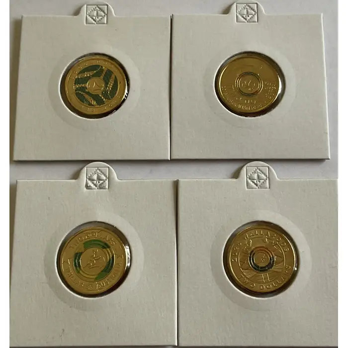 4 X $2 UNCIRCULATED COMMEMORATIVE COLOURED COINS