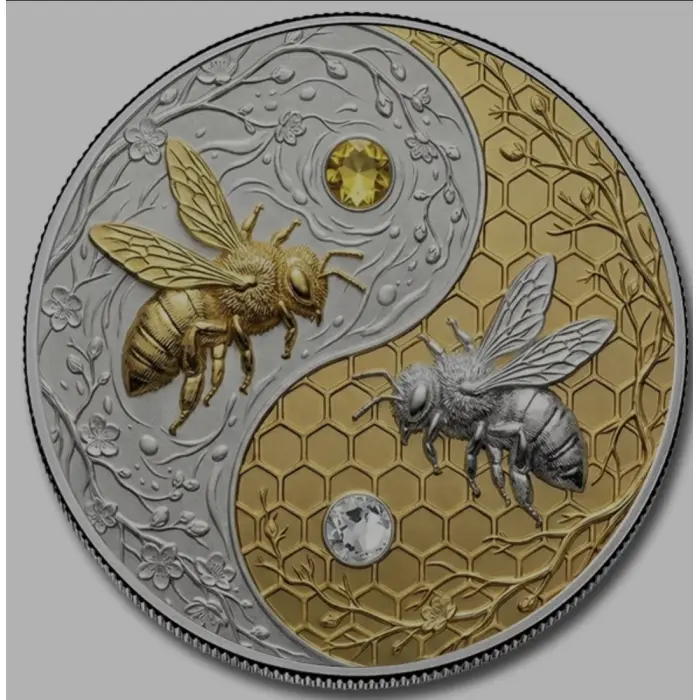 Harmony Bee 5 oz Gilded Copper Round with Crystals