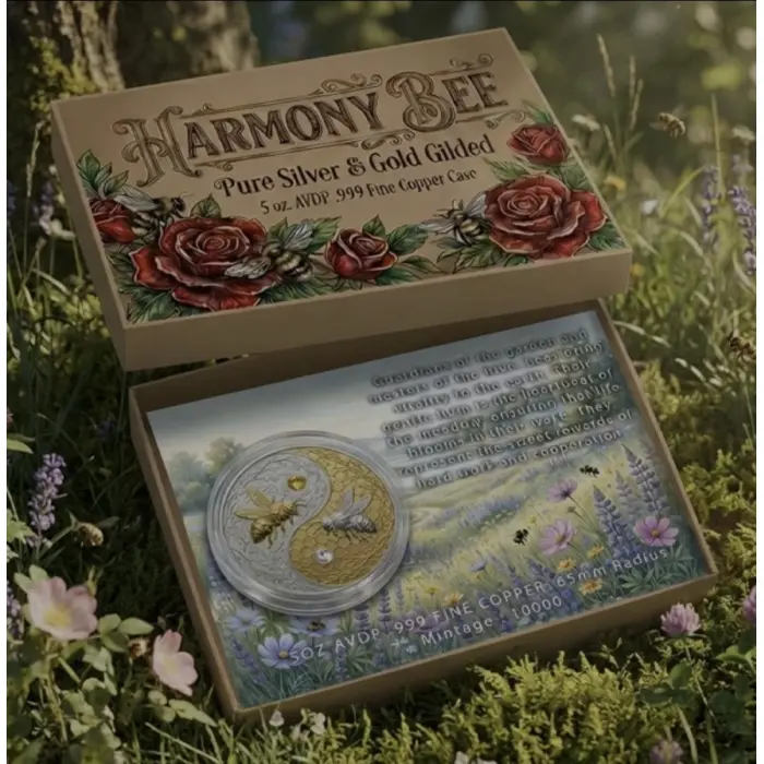 Harmony Bee 5 oz Gilded Copper Round with Crystals