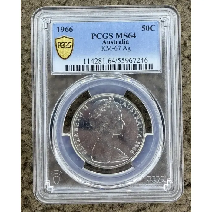 1966 Round 50c Silver Coin PCGS MS64 | First Year Decimal | 80% Silver