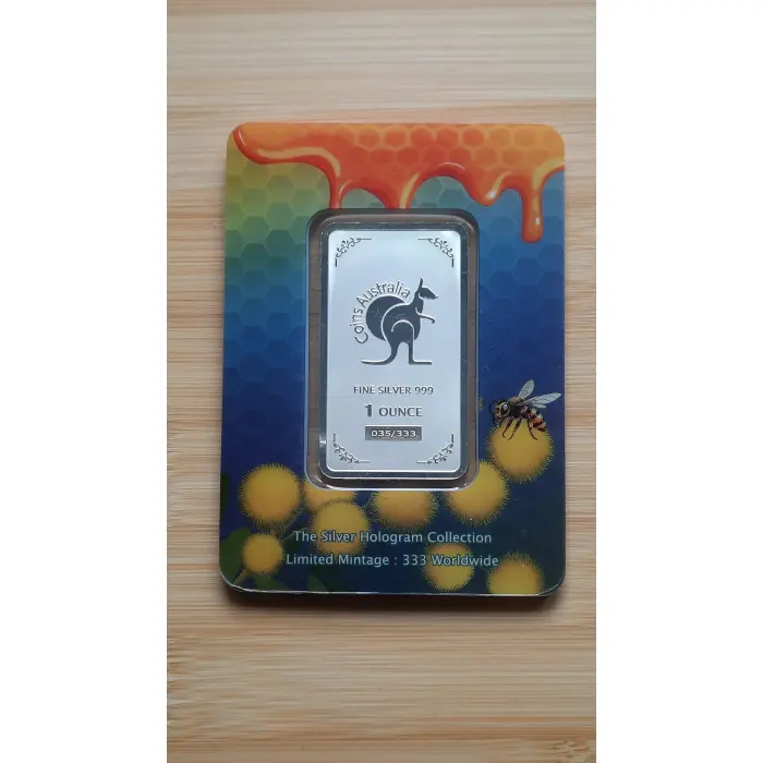 Wings of Wonder - Honey Bee 1oz .999 Fine Silver Hologram Bar