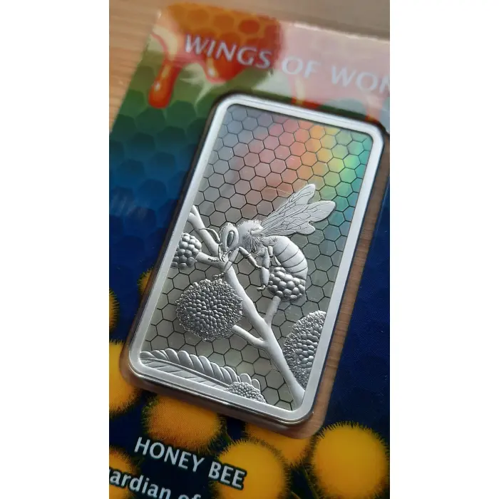 Wings of Wonder - Honey Bee 1oz .999 Fine Silver Hologram Bar