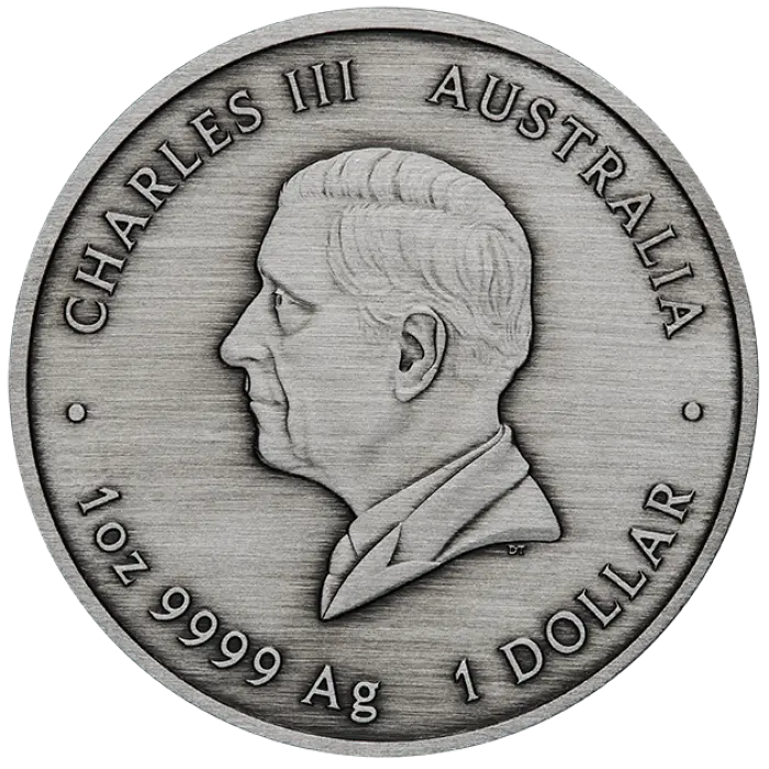 2025 Pillar Dollar 1oz Silver Antiqued Perth Mint Presentation Case & COA
