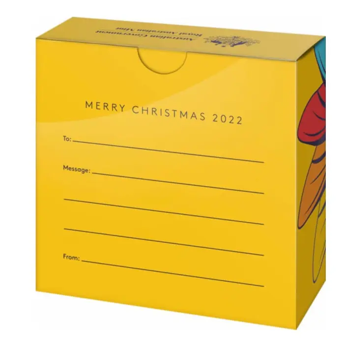 2022 50 CENT COLOURED FINE SILVER PROOF COIN - CHRISTMAS BEATLE -IN CASE AND BOX