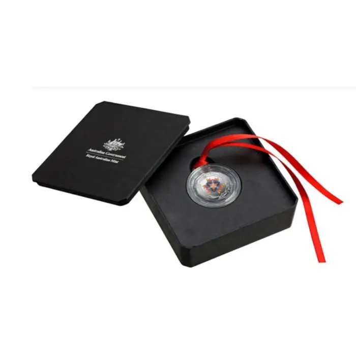 2022 50 CENT COLOURED FINE SILVER PROOF COIN - CHRISTMAS BEATLE -IN CASE AND BOX