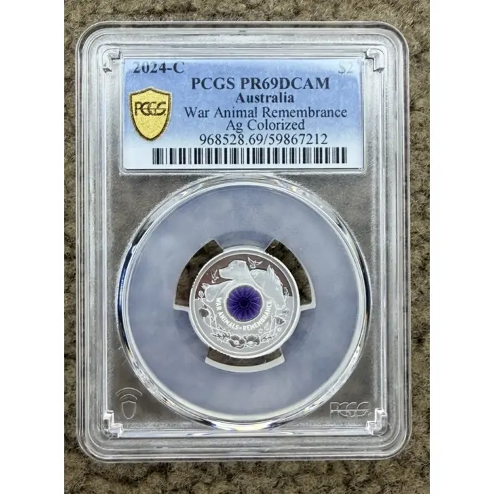 2024-C $2 War Animals Remembrance Silver Proof Coloured Coin PCGS PR69DCAM