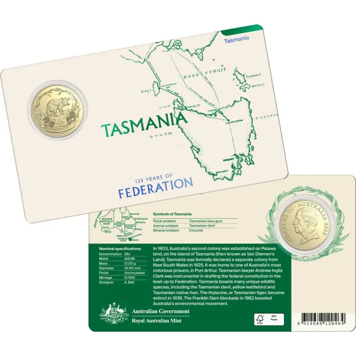 2026 25 cent & $1 -125 Years of Federation Seven Coin State Set