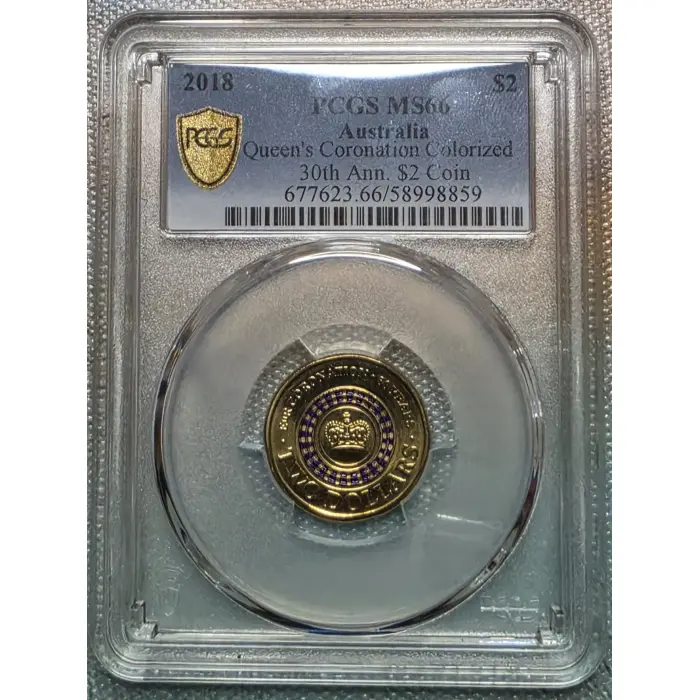 PCGS MS 66 - 2018 $2 Queen's Coronation Colorized 30th Ann. $2 Coin