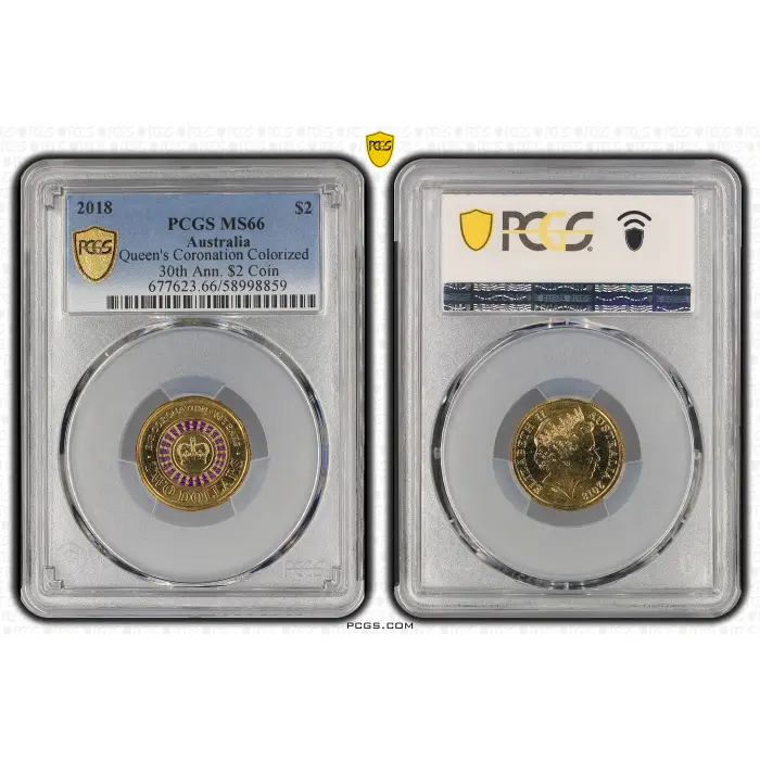 PCGS MS 66 - 2018 $2 Queen's Coronation Colorized 30th Ann. $2 Coin