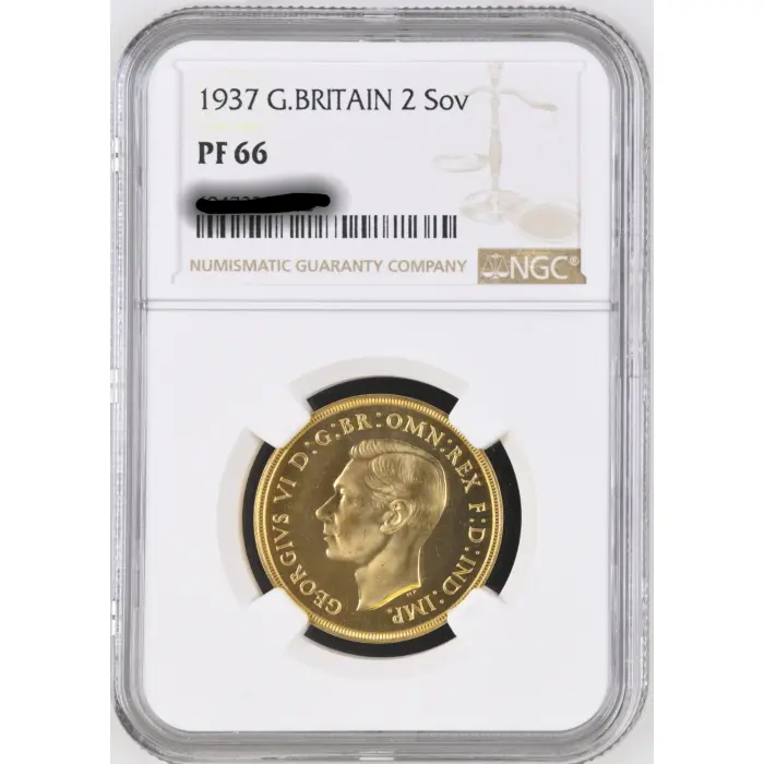 1937 George VI Gold Proof 2 Sovereign (£2) – NGC PF 66