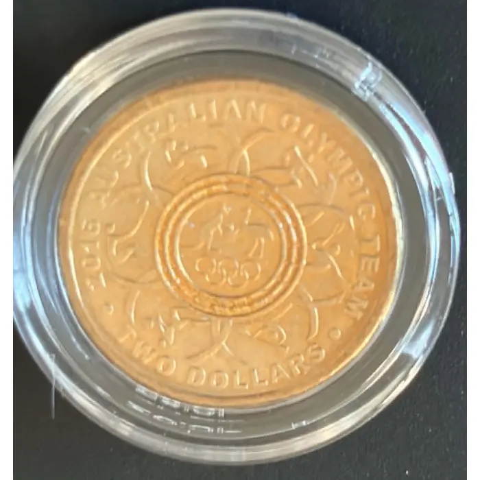    2016 Rio  Olympic $2 coin highly sort after yellow in lighthouse capsule aUNC