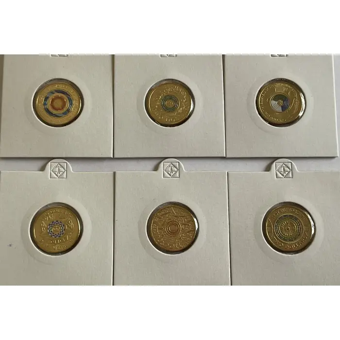 6 X $2 UNCIRCULATED COMMEMORATIVE COLOURED COINS