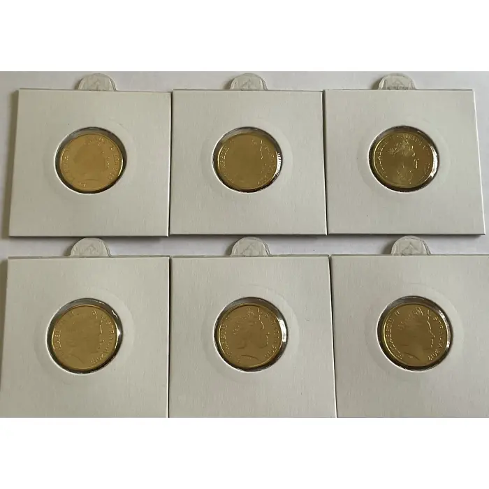 6 X $2 UNCIRCULATED COMMEMORATIVE COLOURED COINS