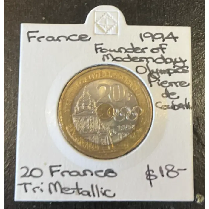 1994 20 Francs – Pierre de Coubertin Olympic Commemorative