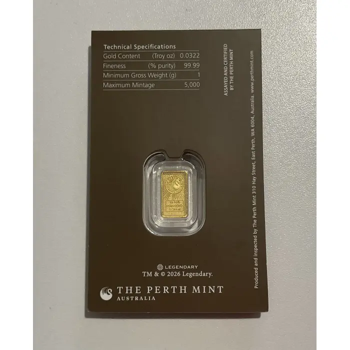 2026 ‘DUNE’ 1 gram 99.99% PURE GOLD - MINTED BAR