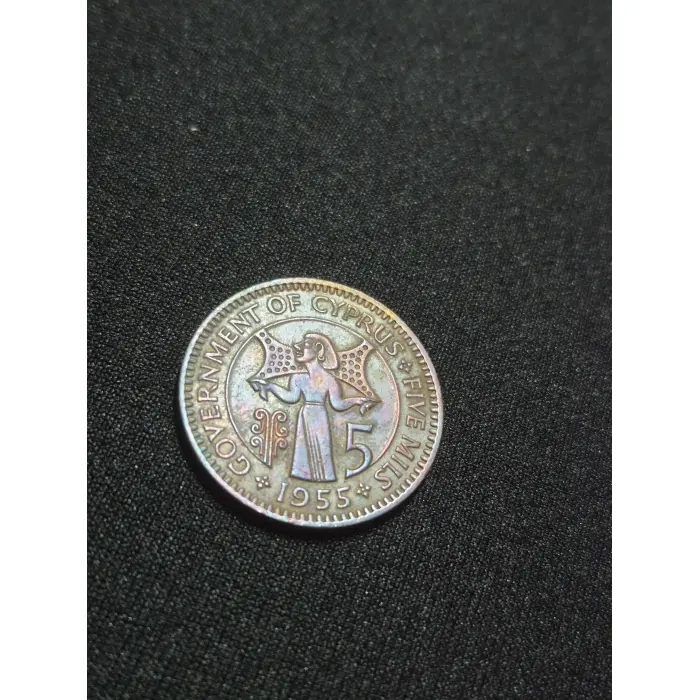1955 5 MILS CYPRUS 🇨🇾 HEAVY TONING