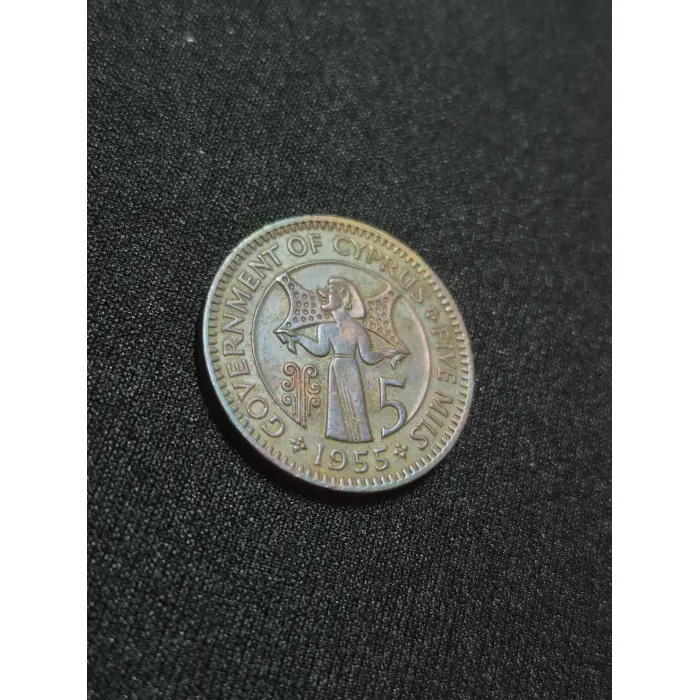 1955 5 MILS CYPRUS 🇨🇾 HEAVY TONING