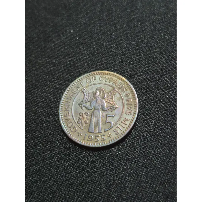 1955 5 MILS CYPRUS 🇨🇾 HEAVY TONING