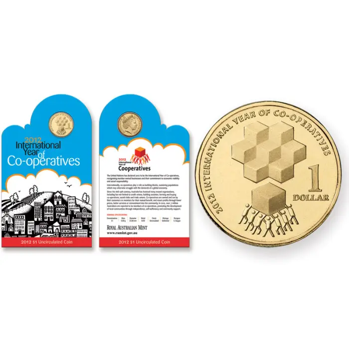 2012 UNC $1 COIN - INTERNATIONAL YEAR OF C0-OPERATIVES - NICE ONE