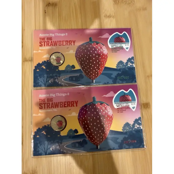 2025 1$ The Big Strawberry Anda Melbourne Money Expo Strawberry Pncs Day 1 & 2