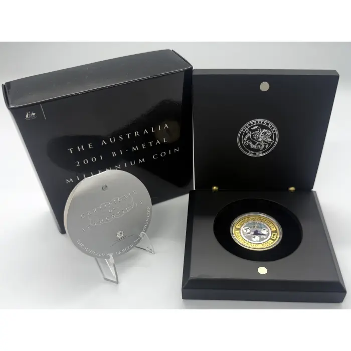 2001 Perth Mint Gregorian Millennium $20 Bi-Metal Gold & Silver Proof Coin