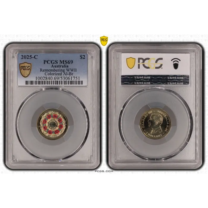 2025 - C Mint Remembering WW2 Poppy Wreath $2 PCGS MS69