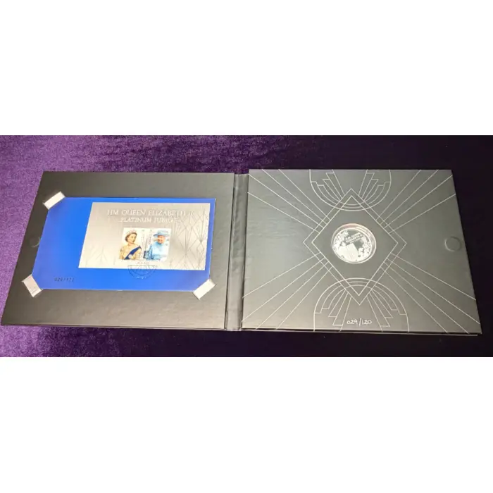 2022 Impressions QE II Platinum Jubilee 1oz Silver Coin & Stamp PNC 029/120 9999
